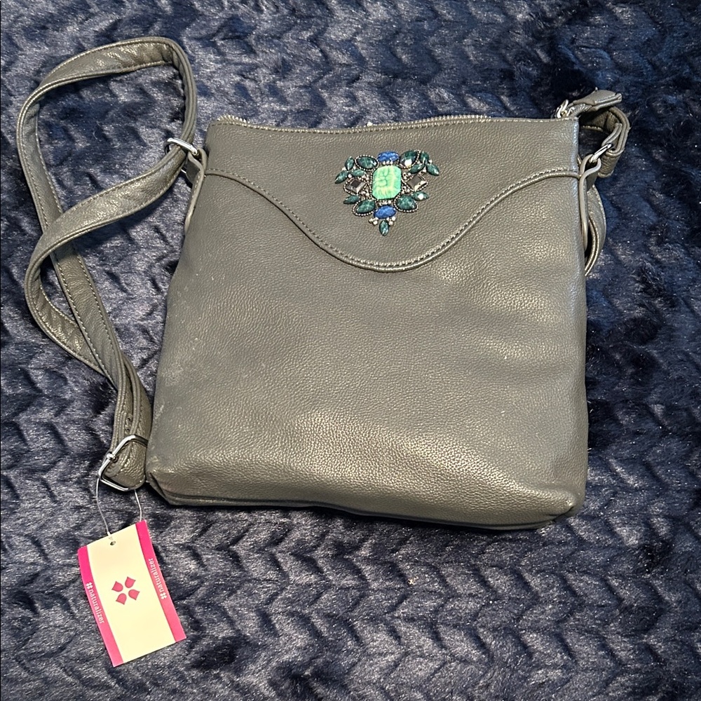Naturalizer Gray Crossbody Bag with Jeweled Accent